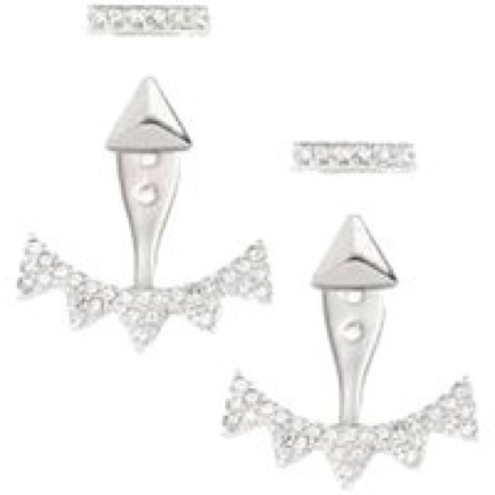 Stella & Dot Pave Triangle Ear Jackets-Silver